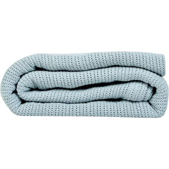 Leno Weave Ice Grey Blanket, Queen 100% Cotton, Lightweight, Warm, Extra-Fluffy - Picture 7 of 7